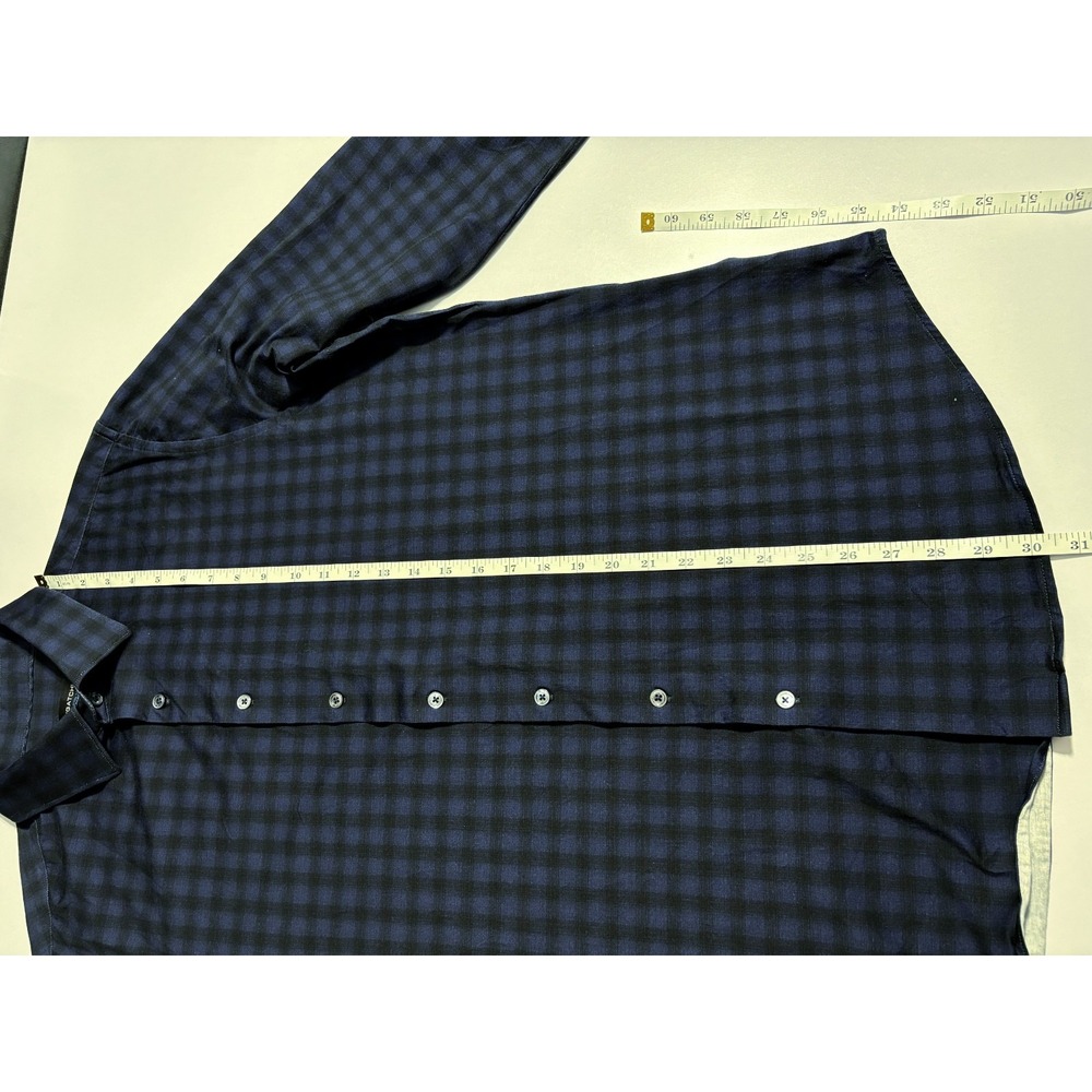Bugatchi Shirt OoohCotton Tech 8 Way Stretch Button Up Blue Gingham Check Men XL - Picture 14 of 15